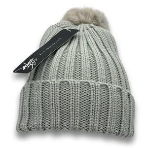 Knit Cable POM Beanie Thick Warm Soft Long Cuffed Ski Cap Winter Snowboard Hat
